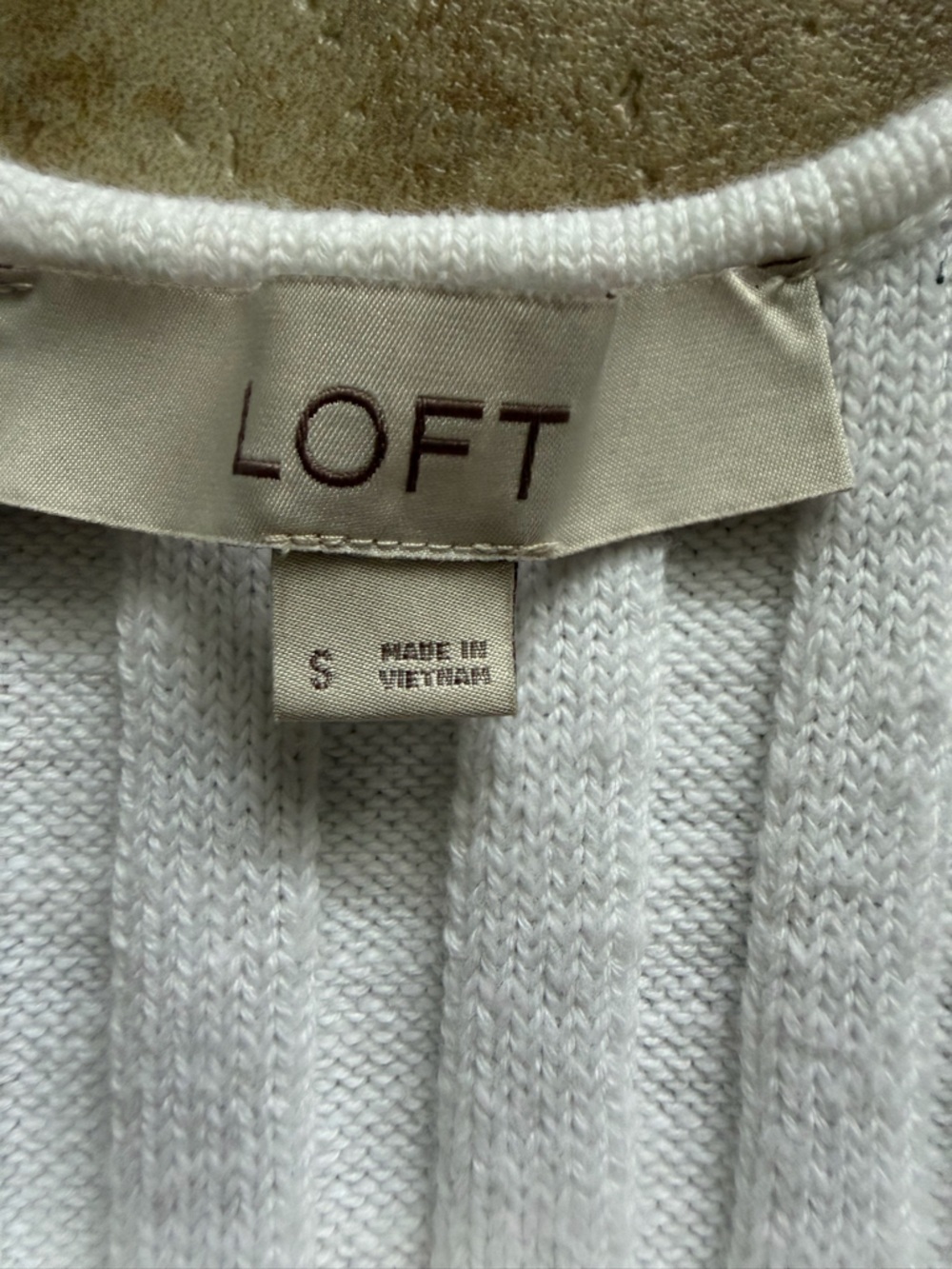 LOFT Cream Ribbed Button-Front Tank with Tortoiseshell Buttons - Picture 2 of 2
